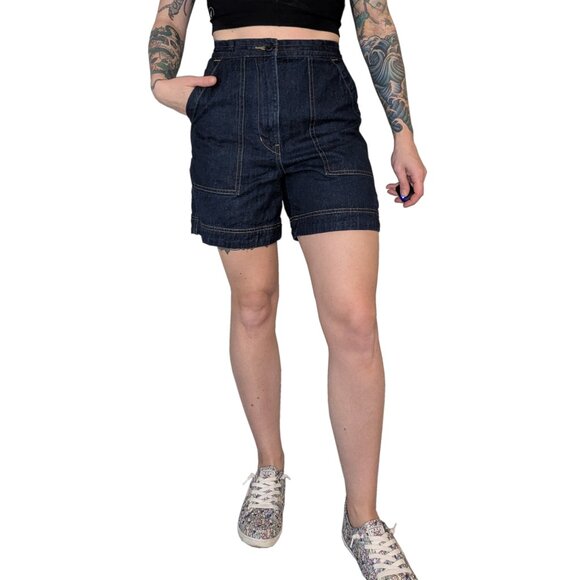 Uniqlo U Relaxed Denim Shorts High-Waisted Dark Wash | XS - Picture 1 of 7